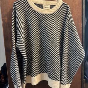 Black and White Striped oversized Sweater